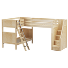 High Corner Triple Loft Bunk with Stairs and Angled Ladder Bunks - Tots to Teens Furniture