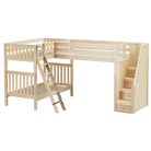 High Corner Triple Loft Bunk with Stairs and Angled Ladder Bunks - Tots to Teens Furniture