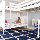 High Corner Triple Loft Bunk with Stairs and Angled Ladder Bunks - Tots to Teens Furniture