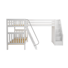 High Corner Triple Loft Bunk with Stairs and Angled Ladder Bunks - Tots to Teens Furniture