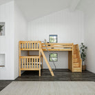 High Corner Triple Loft Bunk with Stairs and Angled Ladder Bunks - Tots to Teens Furniture