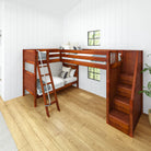 High Corner Triple Loft Bunk with Stairs and Angled Ladder Bunks - Tots to Teens Furniture