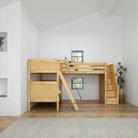 High Corner Triple Loft Bunk with Stairs and Angled Ladder Bunks - Tots to Teens Furniture