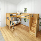 High Corner Triple Loft Bunk with Stairs and Angled Ladder Bunks - Tots to Teens Furniture