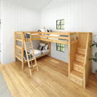 High Corner Triple Loft Bunk with Stairs and Angled Ladder Bunks - Tots to Teens Furniture