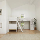 High Corner Triple Loft Bunk with Stairs and Angled Ladder Bunks - Tots to Teens Furniture