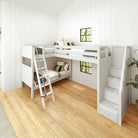High Corner Triple Loft Bunk with Stairs and Angled Ladder Bunks - Tots to Teens Furniture