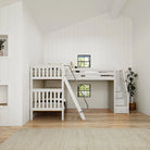 High Corner Triple Loft Bunk with Stairs and Angled Ladder Bunks - Tots to Teens Furniture
