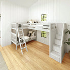 High Corner Triple Loft Bunk with Stairs and Angled Ladder Bunks - Tots to Teens Furniture