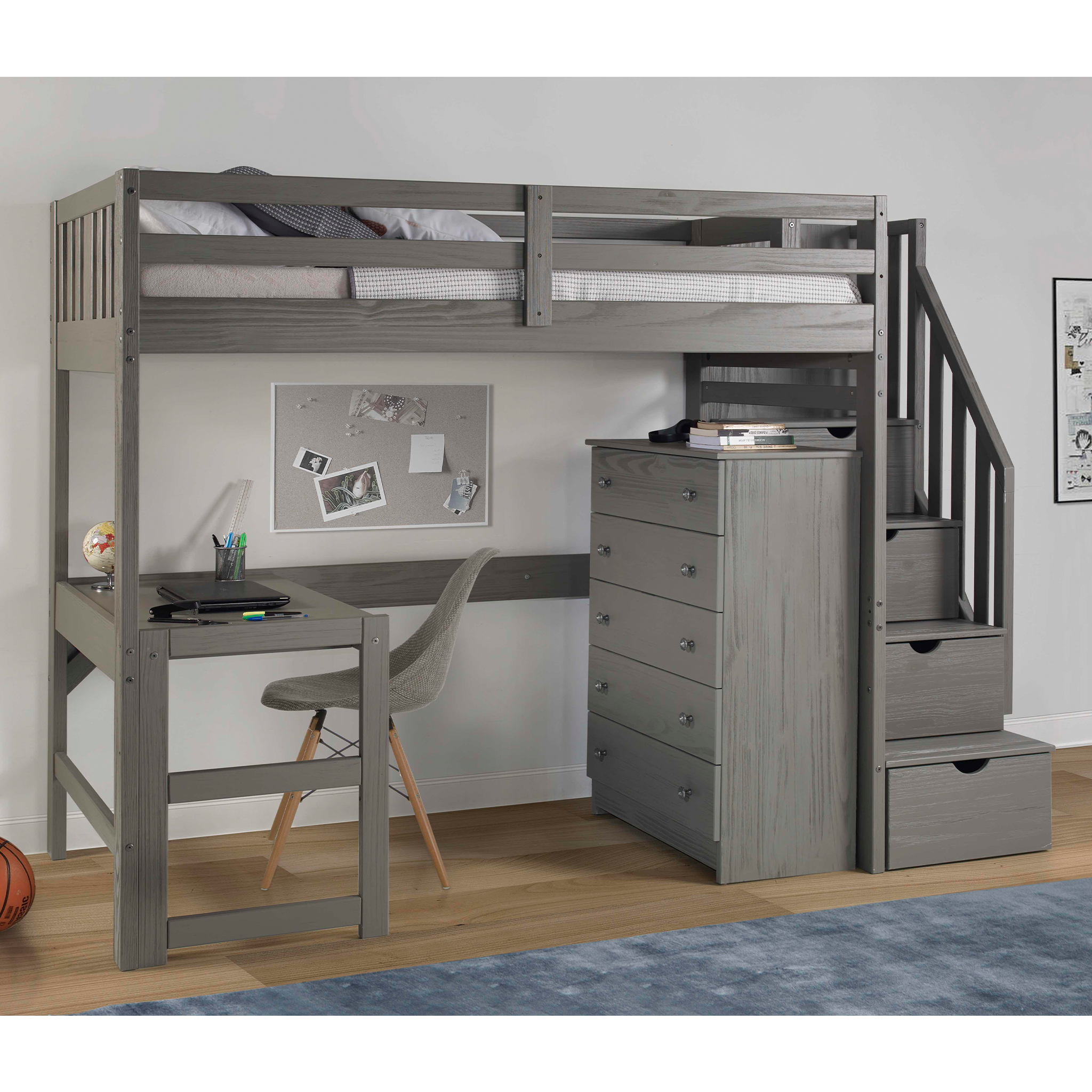 Wire Brushed Study Loft with Staircase - Tots to Teens Furniture