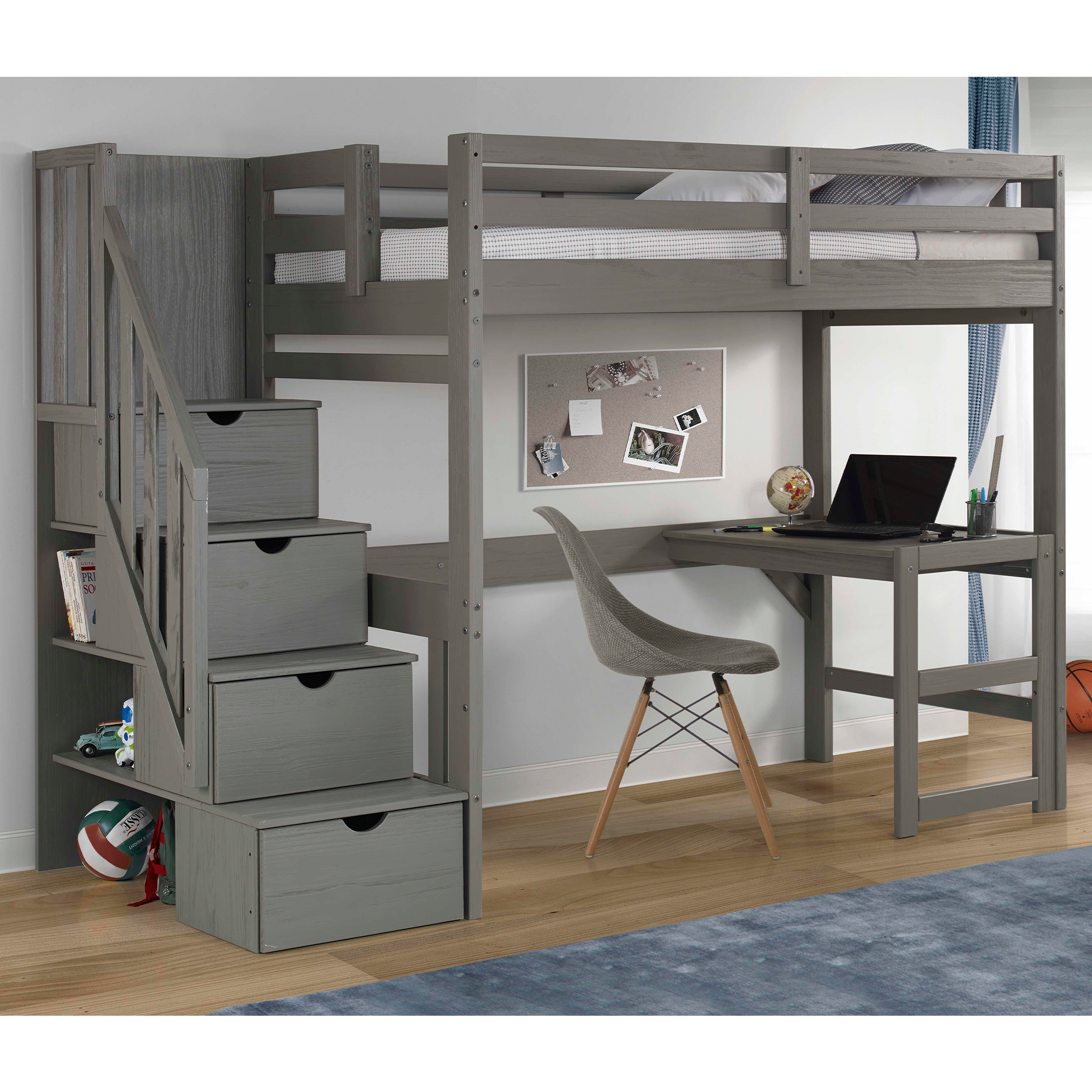 Wire Brushed Study Loft with Staircase - Tots to Teens Furniture