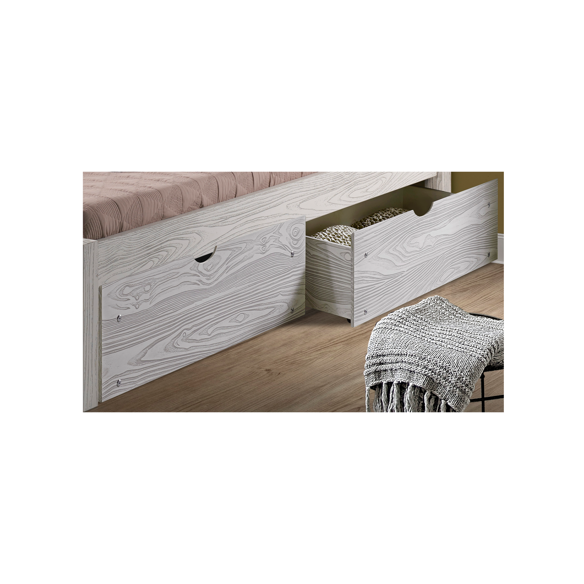 Wood Grain Embossed Underbed Storage Drawers - Tots to Teens Furniture