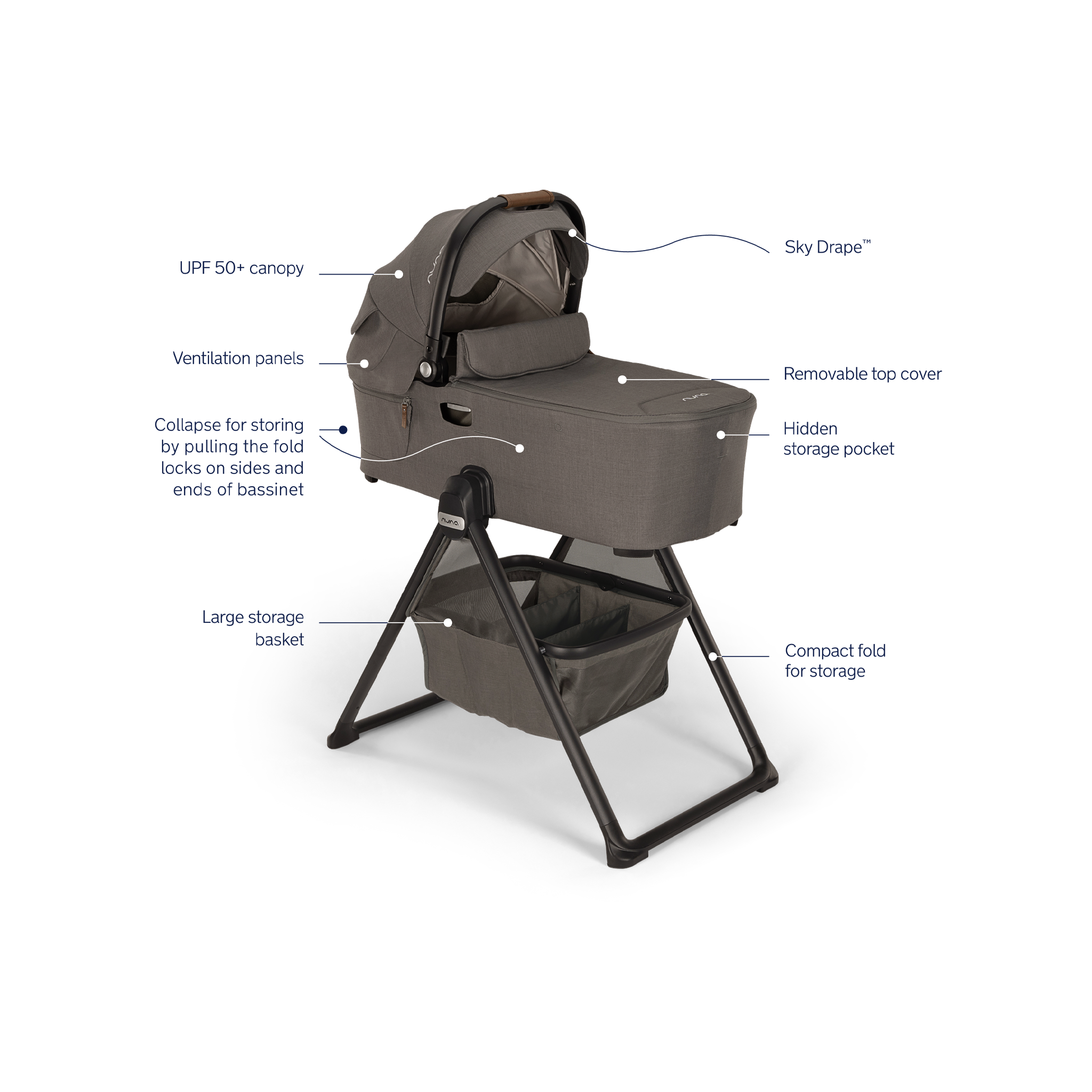 Nuna DEMI next Bassinet + Stand - Tots to Teens Furniture