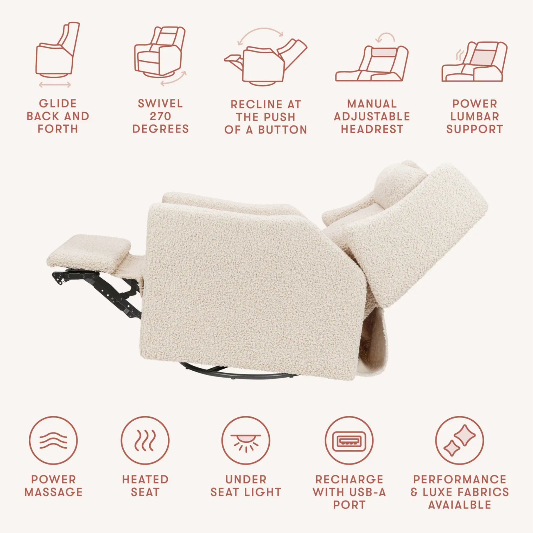 Kiwi Plus Power Recliner and Swivel Glider with Power Adjustable Headrest and USB Port | Tots to Teens Furniture