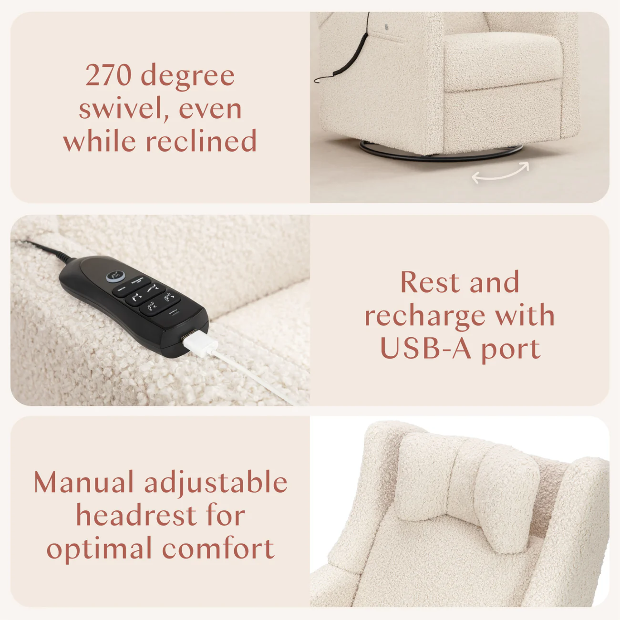 Kiwi Plus Power Recliner and Swivel Glider with Power Adjustable Headrest and USB Port | Tots to Teens Furniture