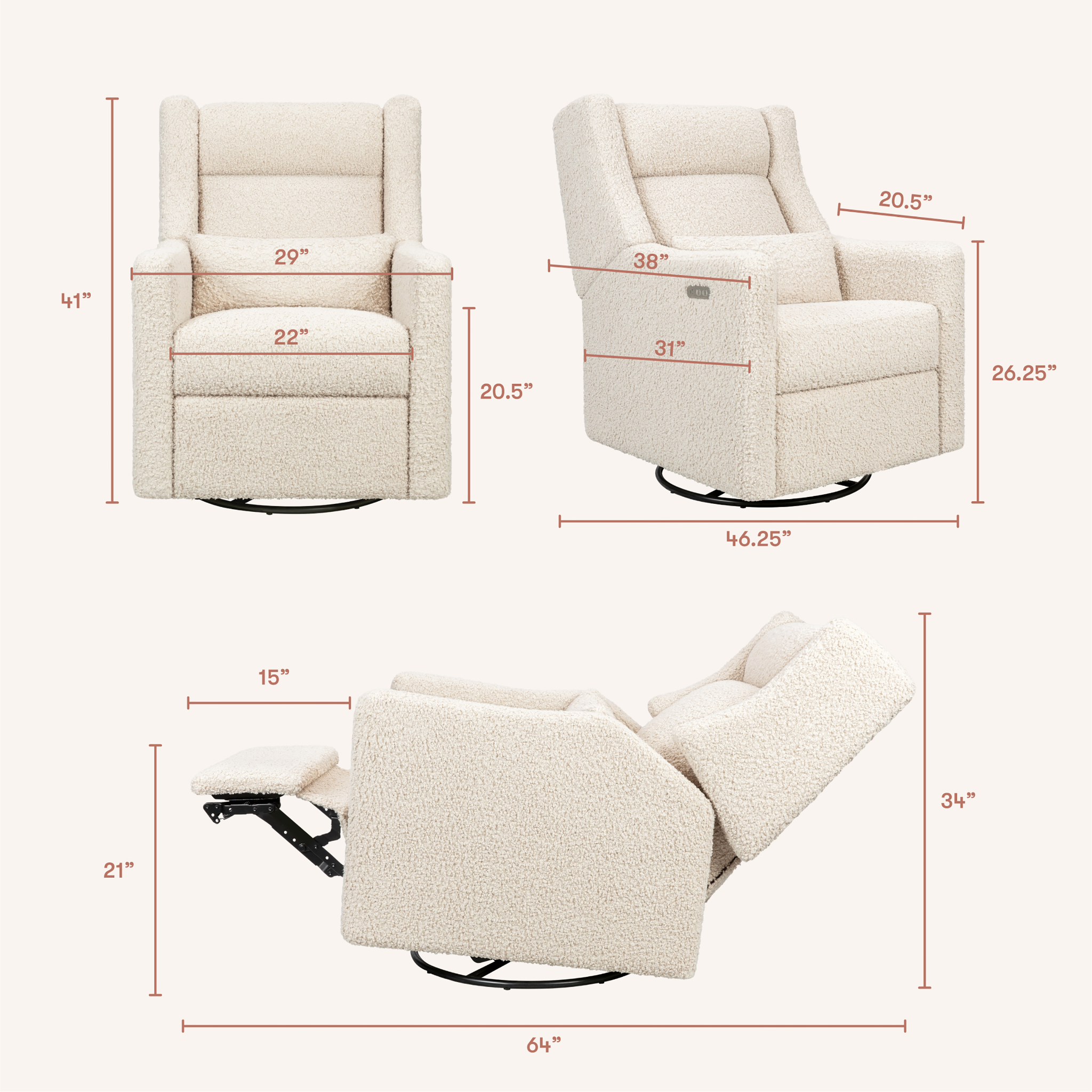 Kiwi Plus Power Recliner and Swivel Glider with Power Adjustable Headrest and USB Port | Tots to Teens Furniture