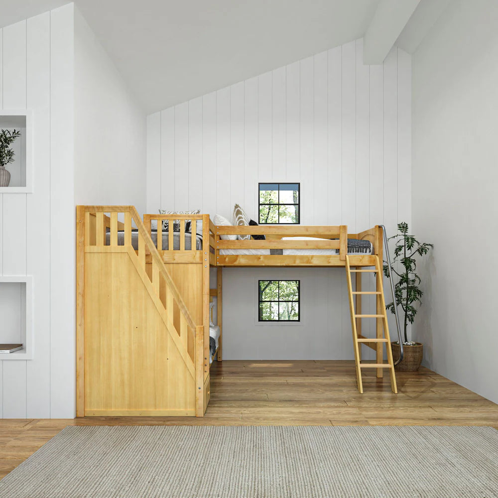 High Corner Triple Loft Bunk Bed with Stairs - Tots to Teens Furniture