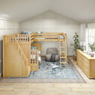 High Corner Triple Loft Bunk Bed with Stairs - Tots to Teens Furniture