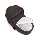 Black baby car seat with white interior on a white background