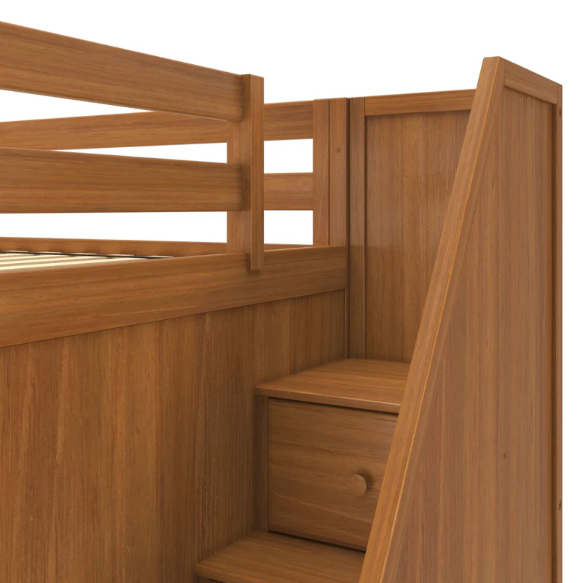 Buxton 4 - Full High Loft w/ Staircase, Dresser-Bookcase, Double-Drawer Desk & Twin Bed - Tots to Teens Furniture