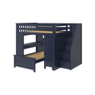 Buxton 4 - Full High Loft w/ Staircase, Dresser-Bookcase, Double-Drawer Desk & Twin Bed - Tots to Teens Furniture