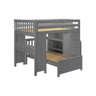 Buxton 4 - Full High Loft w/ Staircase, Dresser-Bookcase, Double-Drawer Desk & Twin Bed - Tots to Teens Furniture
