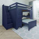 Buxton 4 - Full High Loft w/ Staircase, Dresser-Bookcase, Double-Drawer Desk & Twin Bed - Tots to Teens Furniture