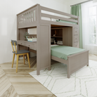 Buxton 4 - Full High Loft w/ Staircase, Dresser-Bookcase, Double-Drawer Desk & Twin Bed - Tots to Teens Furniture