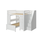 Buxton 4 - Full High Loft w/ Staircase, Dresser-Bookcase, Double-Drawer Desk & Twin Bed - Tots to Teens Furniture