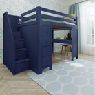 Buxton 3 - Full High Loft w/ Staircase, Dresser-Bookcase & Double-Drawer Desk - Tots to Teens Furniture