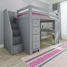 Buxton 3 - Full High Loft w/ Staircase, Dresser-Bookcase & Double-Drawer Desk - Tots to Teens Furniture