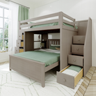 Cheltenham 1 - Full High Loft w/ Staircase, Dresser-Bookcase & Full-Size Bed - Tots to Teens Furniture