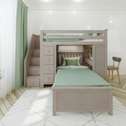 Chester 4 - Twin High Loft w/ Staircase, Dresser-Bookcase, Desk & Twin Bed - Tots to Teens Furniture
