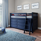 Windsor 1 - Low Loft Bed w/ Angle Ladder, 6-Drawer & 3-Drawer Dresser - Tots to Teens Furniture