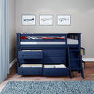 Windsor 1 - Low Loft Bed w/ Angle Ladder, 6-Drawer & 3-Drawer Dresser - Tots to Teens Furniture