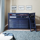 Windsor 1 - Low Loft Bed w/ Angle Ladder, 6-Drawer & 3-Drawer Dresser - Tots to Teens Furniture