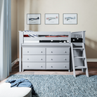 Windsor 1 - Low Loft Bed w/ Angle Ladder, 6-Drawer & 3-Drawer Dresser - Tots to Teens Furniture