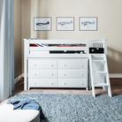 Windsor 1 - Low Loft Bed w/ Angle Ladder, 6-Drawer & 3-Drawer Dresser - Tots to Teens Furniture
