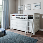 Windsor 1 - Low Loft Bed w/ Angle Ladder, 6-Drawer & 3-Drawer Dresser - Tots to Teens Furniture