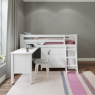 Windsor 2 - Low Loft Bed w/ Ladder, Dresser, Bookcase & Pull-out Desk - Tots to Teens Furniture