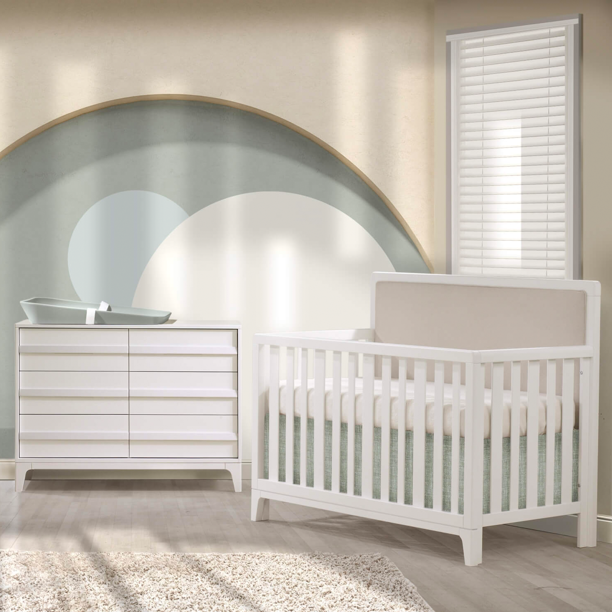Kyoto Crib with Upholstered Panel - Talc - Tots to Teens Furniture