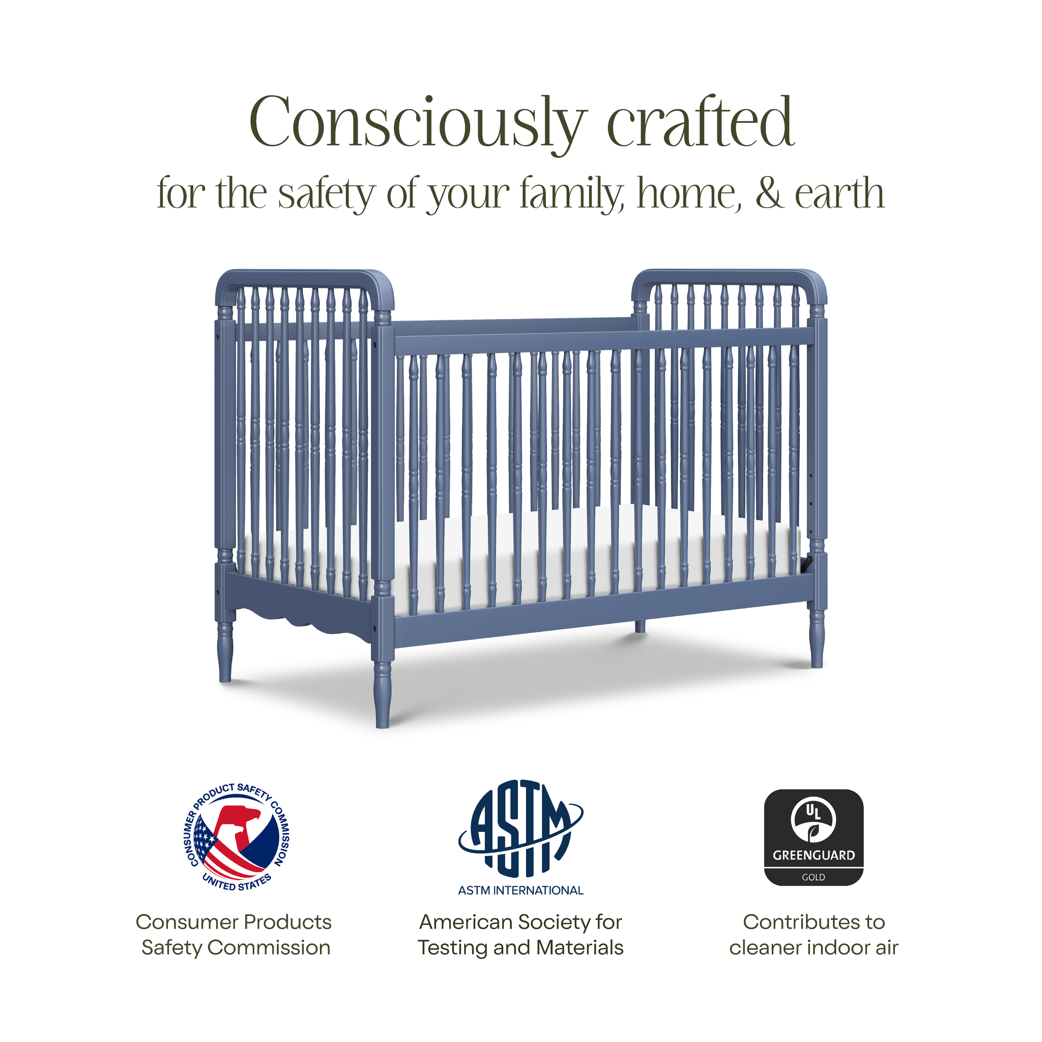 Liberty 3 in 1 Convertible Spindle Crib with Toddler Bed Conversion Kit - Tots to Teens Furniture