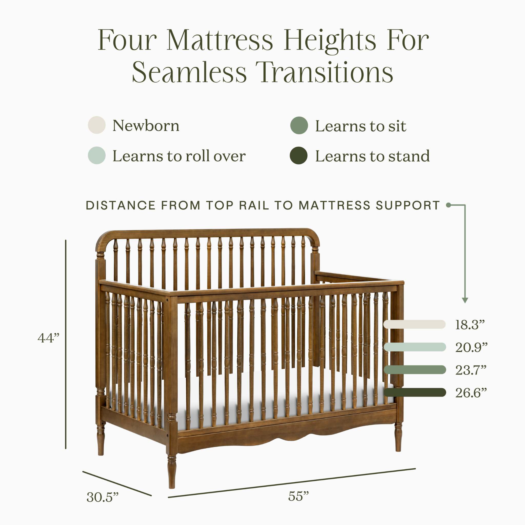 Liberty 4-in-1 Convertible Spindle Crib | Tots to Teens Furniture