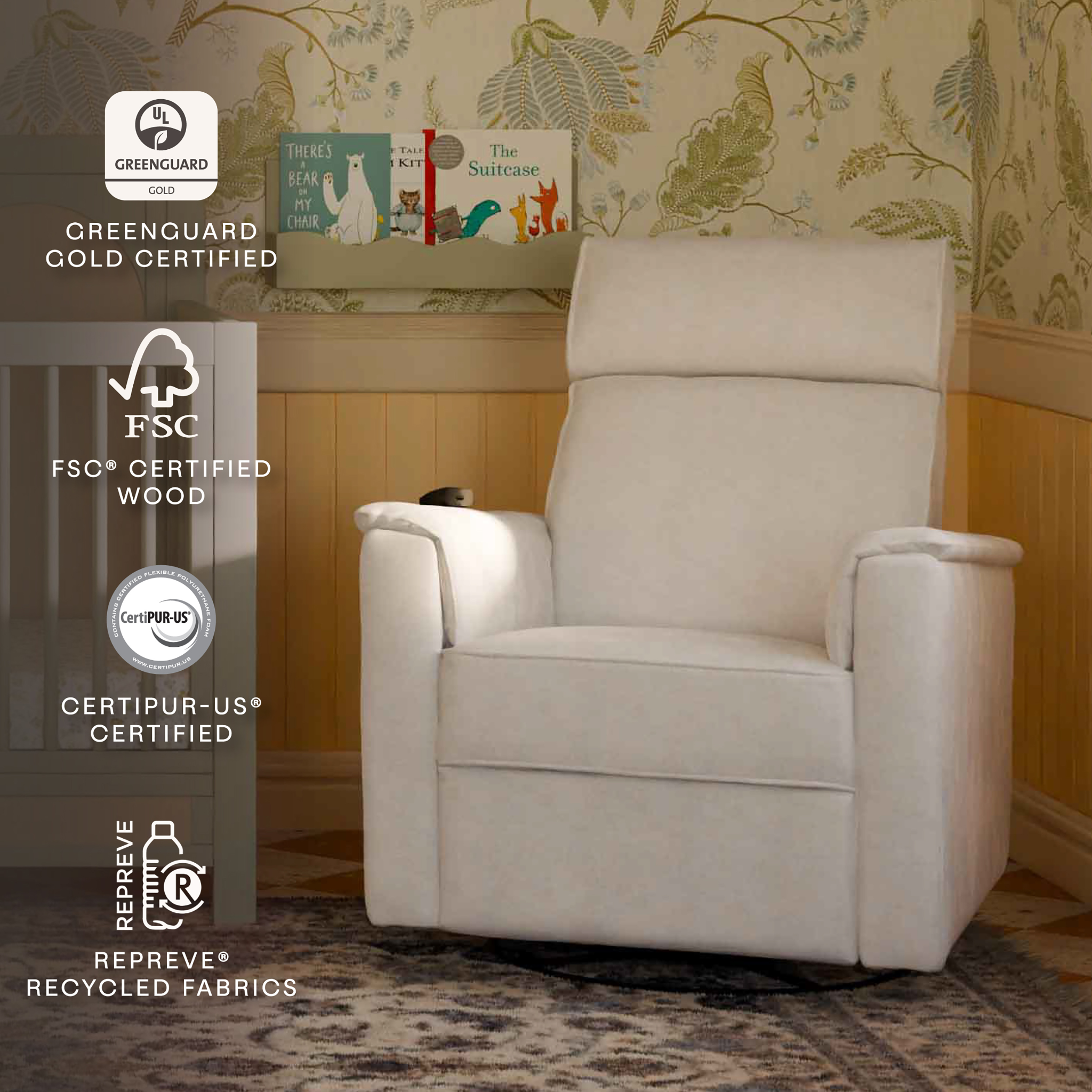 Willa Deluxe Power Recliner and Swivel Glider with Heat and Massage - Tots to Teens Furniture