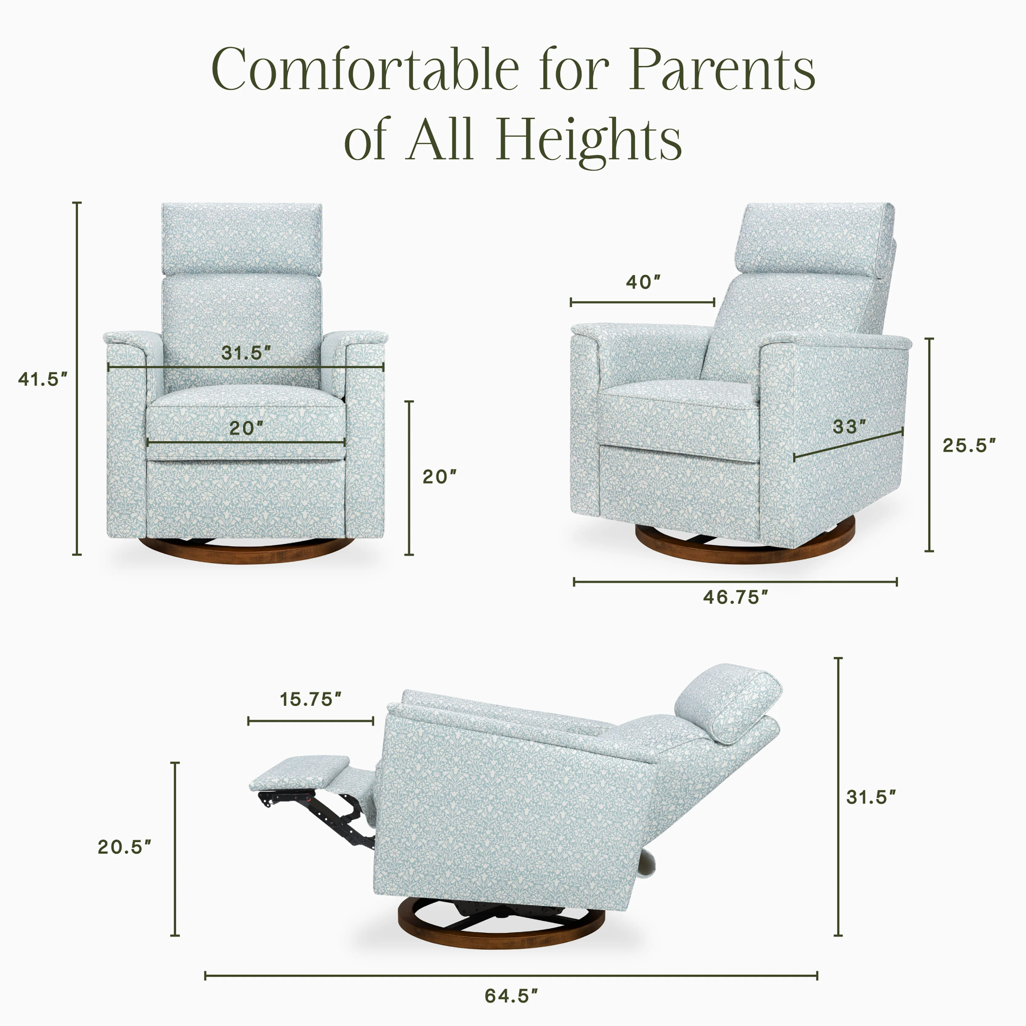 Willa Plus Power Glider Recliner w/ Power Headrest - Tots to Teens Furniture