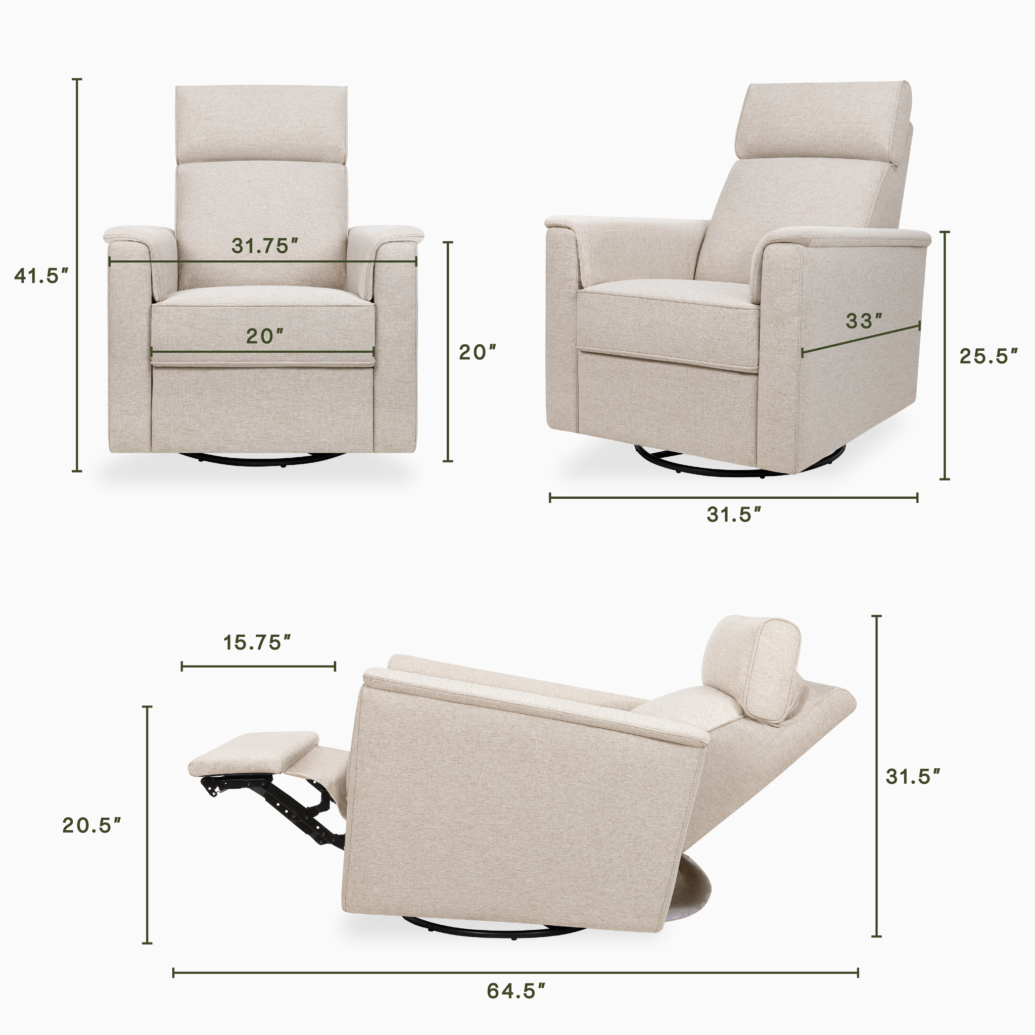 Willa Plus Power Glider Recliner w/ Power Headrest - Tots to Teens Furniture