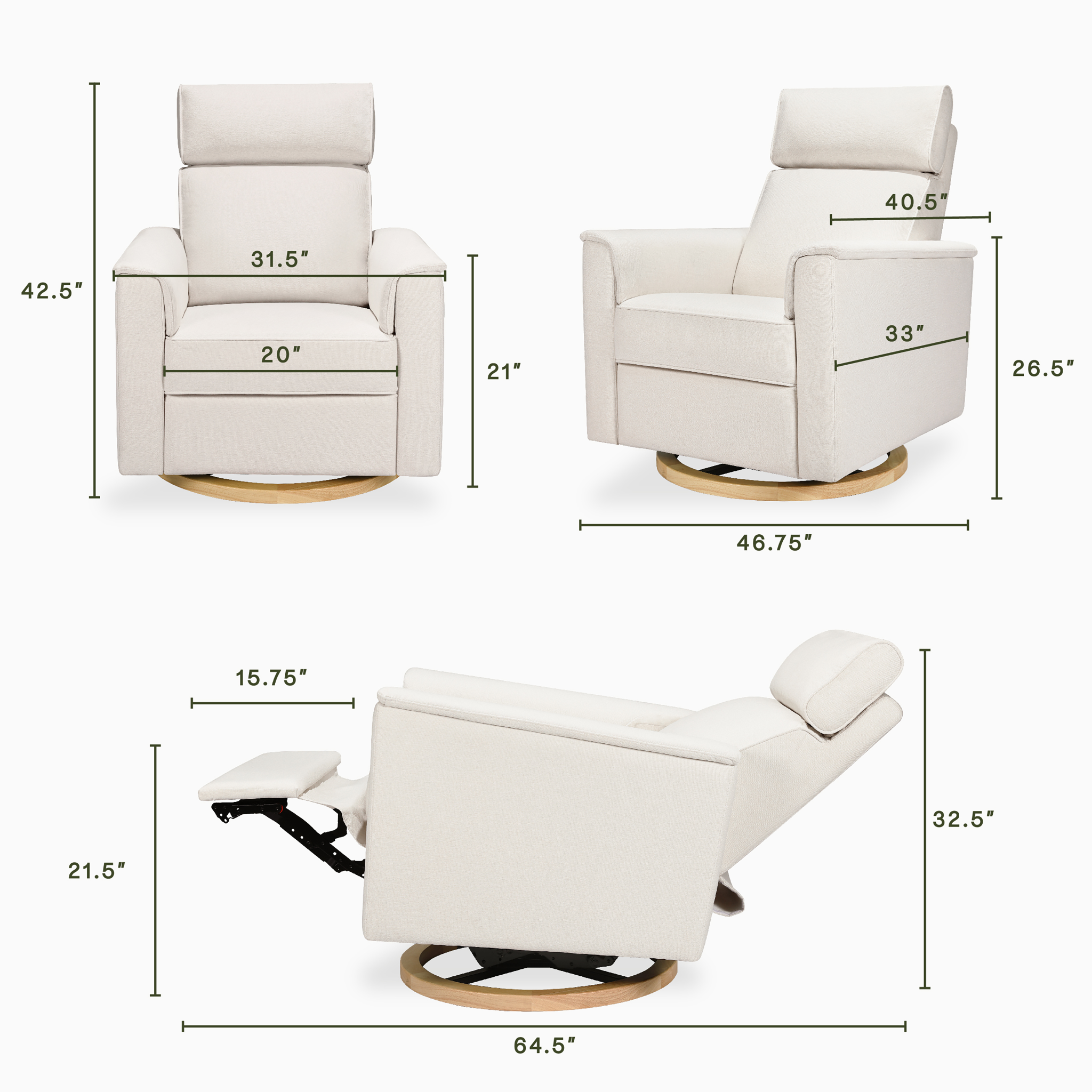 Willa Plus Power Glider Recliner w/ Power Headrest - Tots to Teens Furniture