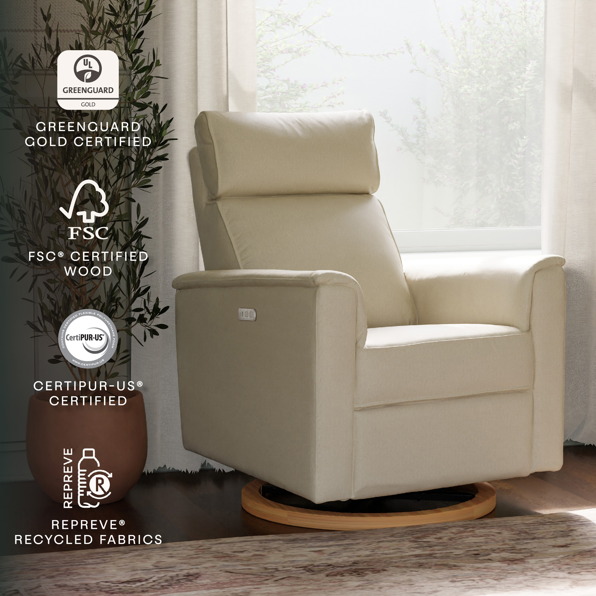 Willa Plus Power Glider Recliner w/ Power Headrest - Tots to Teens Furniture