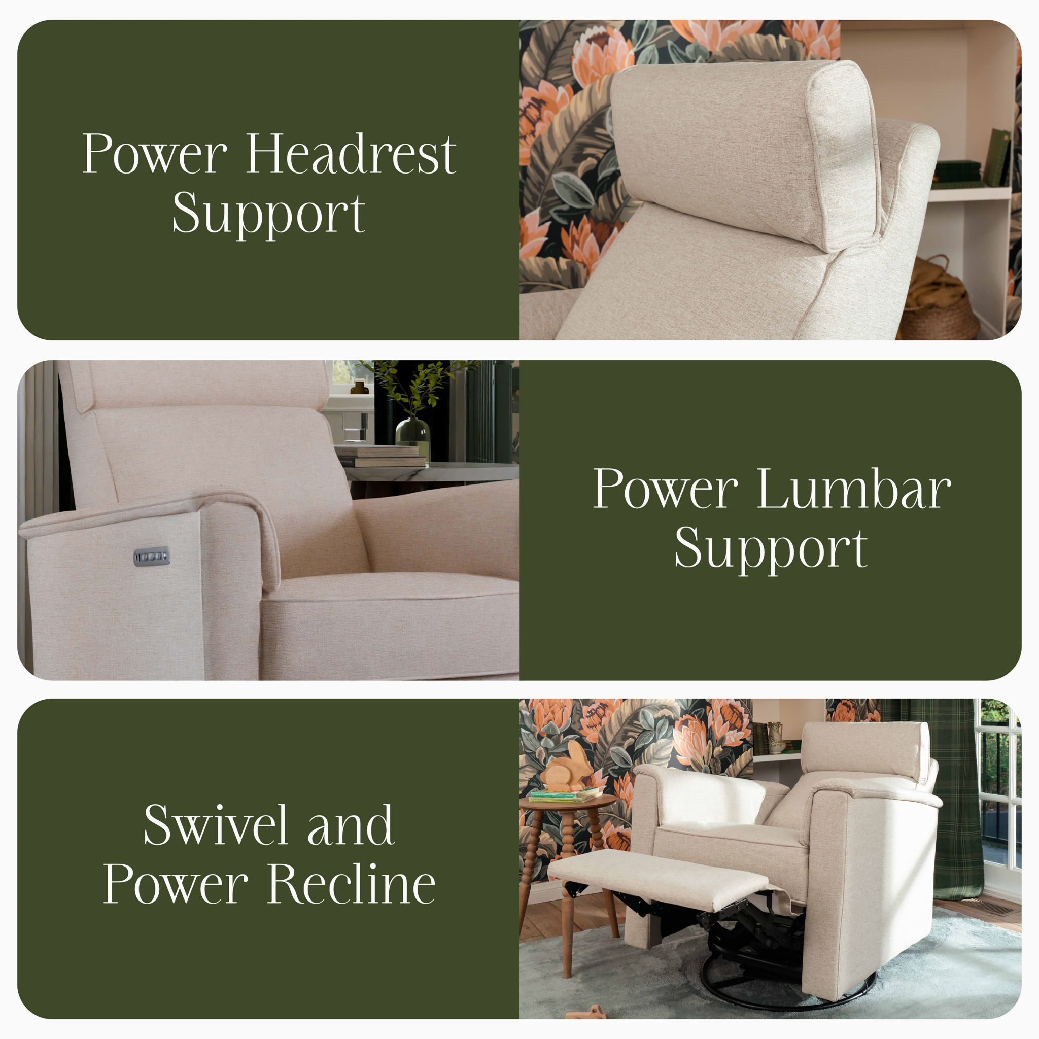 Willa Pro Power Recliner and Swivel Glider - Tots to Teens Furniture