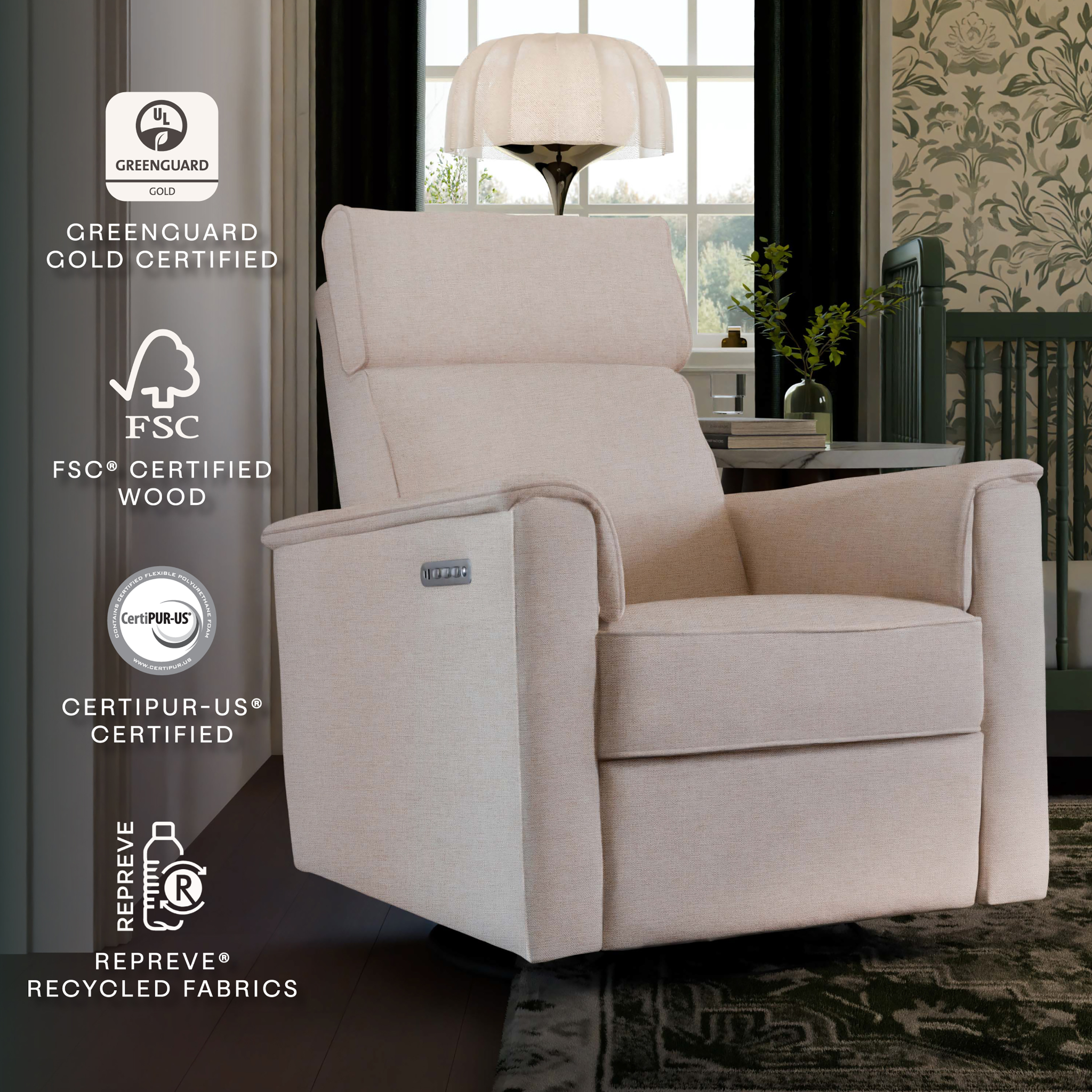 Willa Pro Power Recliner and Swivel Glider - Tots to Teens Furniture